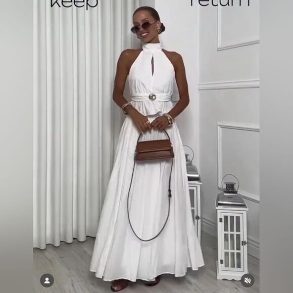 NWT ZARA ZARA NWT WOMAN SS25 PLEATED HALTER TOP OYSTER-WHITE | 0387/077 - Picture 12 of 15